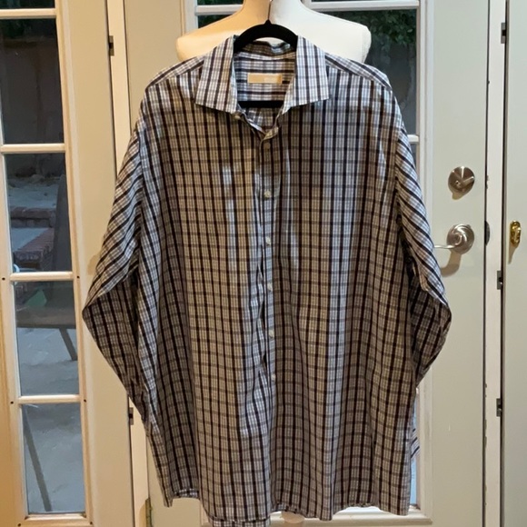 Michael Kors Blue Long Sleeve Button Dress Shirt Men’s Tall - Picture 1 of 7